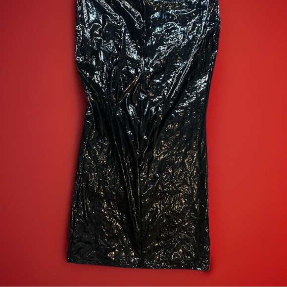 Black Sissy CD Goth Latex Look Maxi Fetish Dress Medium Stretch Plus XL - Picture 3 of 5